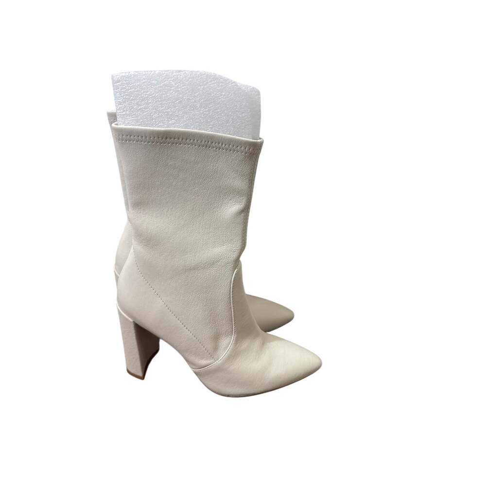 Stuart Weitzman Womens Ivory Leather Cropped Boot Sz 6